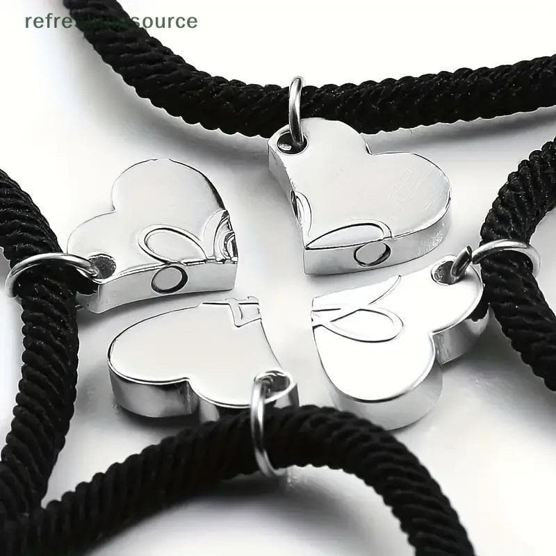 [T & B] Trevo De Quatro Folhas Magnético Melhor Amizade Pulseiras Para 4 Peças Mulheres Homens Ímã Coração Amigo Sempre