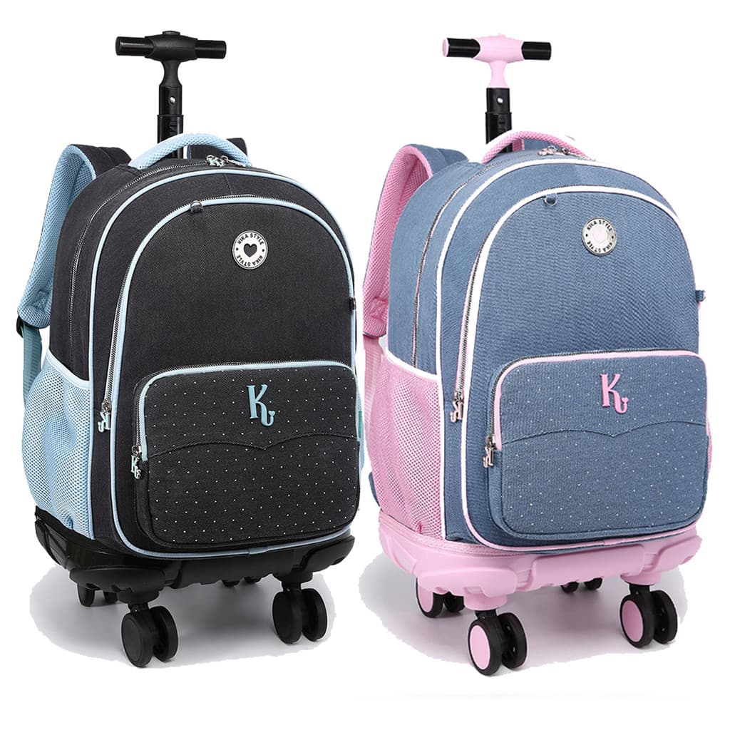 Mochila Infantil Menina Escolar Kika Jeans 4 Rodas Duplas