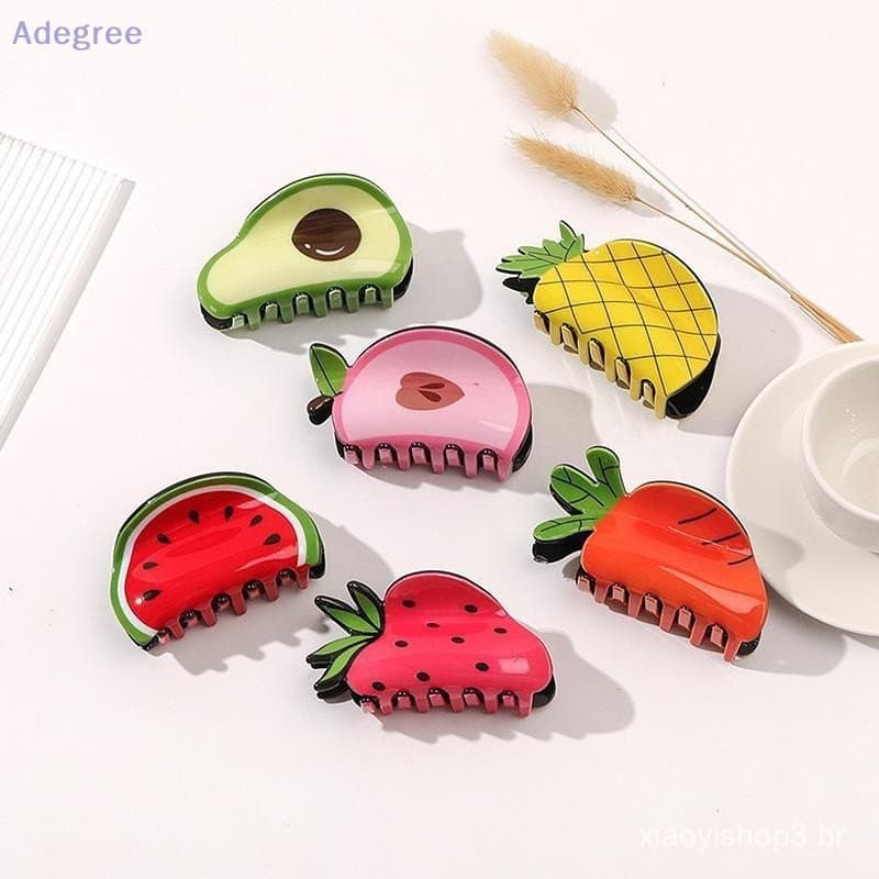 Adegree Verão Série De Frutas Legumes Morango Melancia Abacate Garra Clipe Hairpin Cabelo Grab Headdress Para Mulheres M
