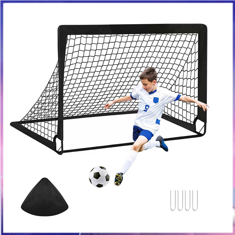 Gol de futebol dobrável de Nylon ao ar livre, preto, gol de futebol infantil Pop-up portátil, 120 * 90 cm