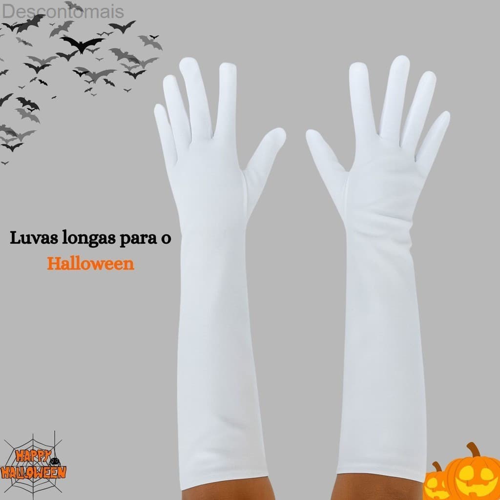 Luva Infantil Fantasia Branca Longa – Princesa, Anjo ou Bailarina 👑✨M2O7