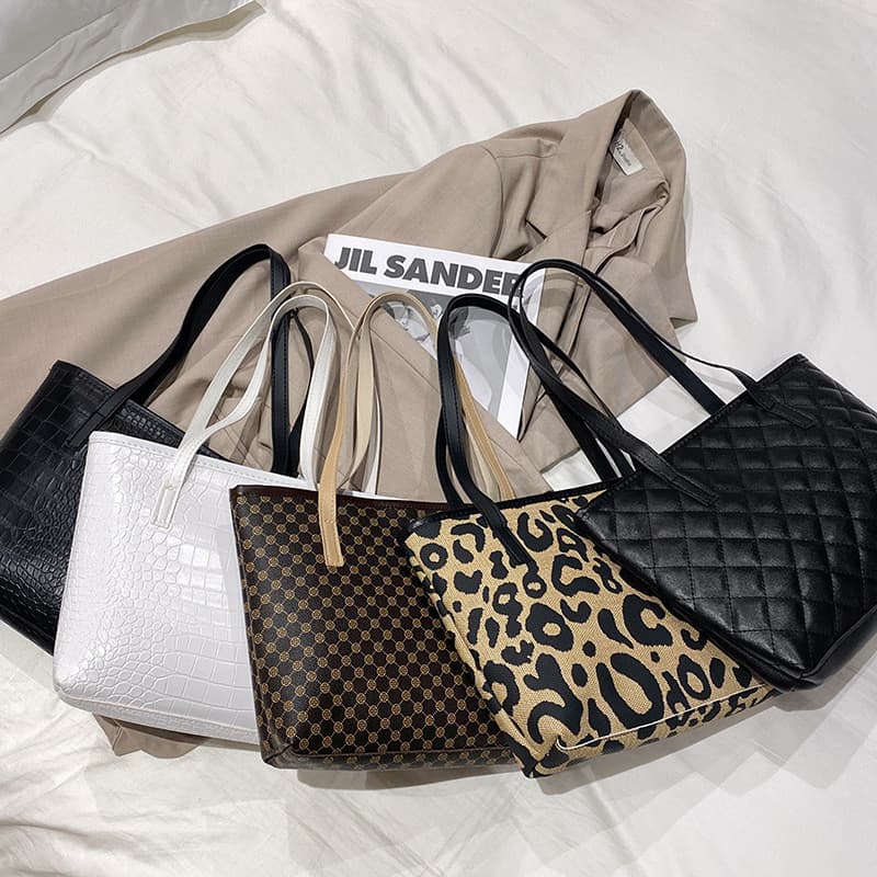 2023 novo estilo nicho All-Match leopardo impressão padrão redondo padrão de crocodilo impresso sacola grande capacidade