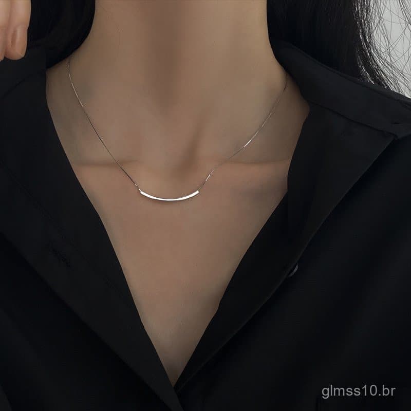 Colar de prata 925 com pingente de rosto sorridente para mulheres, design de nicho, nova tendência de 2022, corrente de