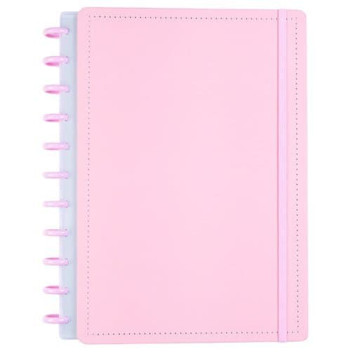 Caderno Diskô All Rosa Grande Capa Dura Reposicionável Disco Inteligente
