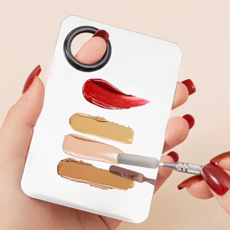 [Aço inoxidável] paleta de maquiagem base líquida corretivo anel paleta profissional com bastão colorido não sujo mãos