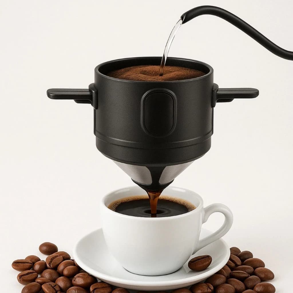 Mini Filtro Coador Café Reutilizável Portátil Suporte Dobrável Cafeteira Prático Viagem Individual