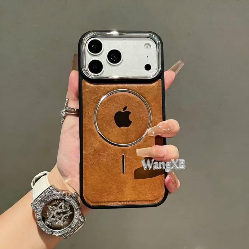 Nova Capa Magnética De Couro Marrom É Adequada Para iPhone 17 , 16 , 15 , 14 , 13 E 12 Pro Max Proteção Contra Choques