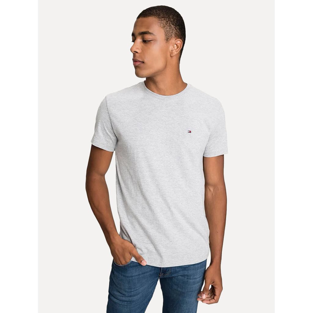 Camiseta Tommy Hilfiger Original Masculina Essential Cotton Cinza Mescla