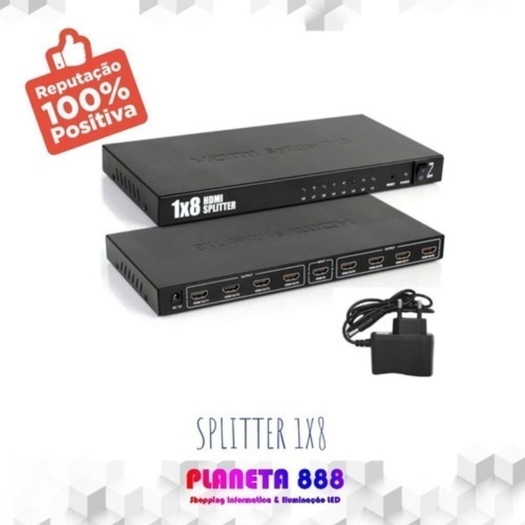 Divisor hdtv 1.4 hdtv Splitter 1 Entrada 8 Saídas 1080p 1x8 - Vendedor de eletrônicos online