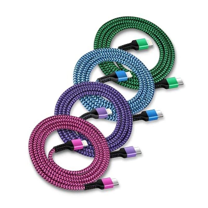 Cabo USB A Para Lightning , De Carregador De iPhone Trançado De Nylon De 2 Pacotes/3 Pés , Fio De Alimentação De Carrega