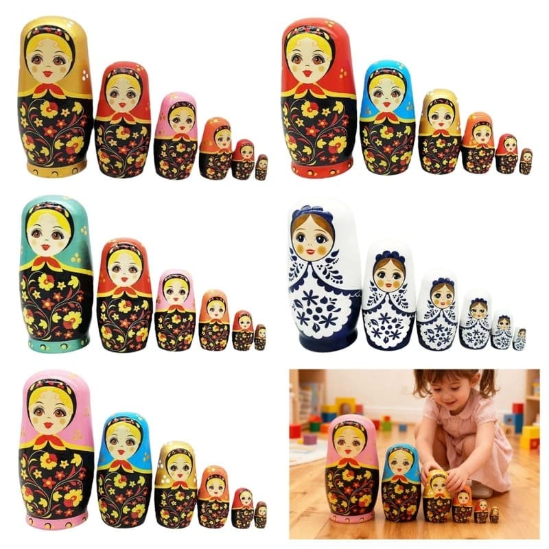 Chumbo 6 Camada Pintado À Mão Russo Nidificação Boneca Matryoshka Brinquedo Para Crianças Criativo Tema Cultural Figura