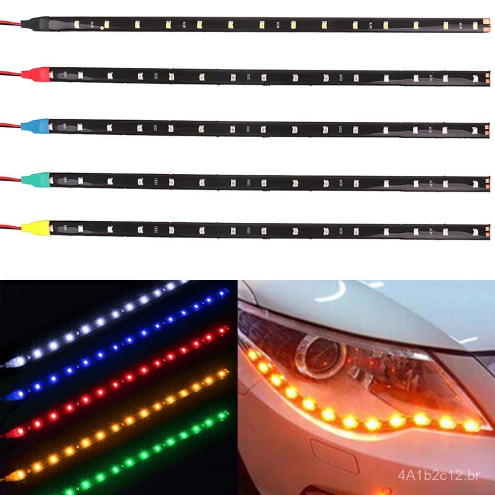 Diretamente do fabricante: Fita de LED flexível à prova d'água 3528 1210 SMD, 30CM, 15 luzes, 12V, para carros.