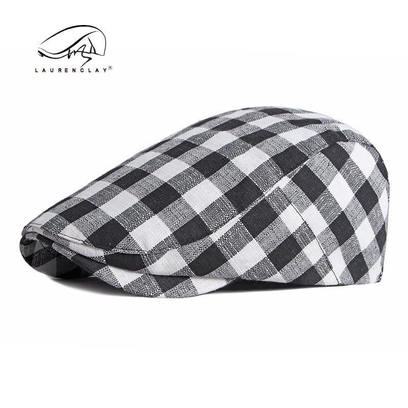 Nova boina xadrez para mulheres, versão coreana, adequada para primavera, verão e outono. Boné xadrez estilo duckbill, b