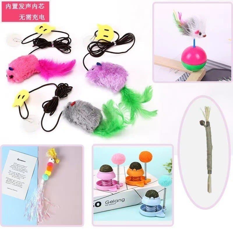 Brinquedo popular de rato que chia e pendura, não necessita de carregamento, varinha de provocar gatos auto-entretenível