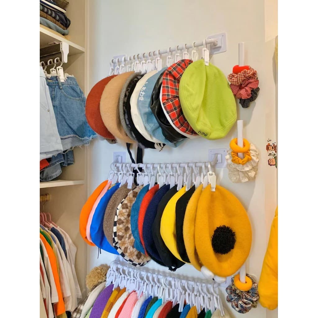 Ferramenta útil de armazenamento de chapéu pendurado rack de armazenamento de chapéu em linha Multi-clipe dormitório gan