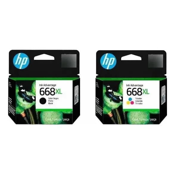 Kit 2 Cartucho Hp 668xl Preto E Color Original 2975 Rende Ma
