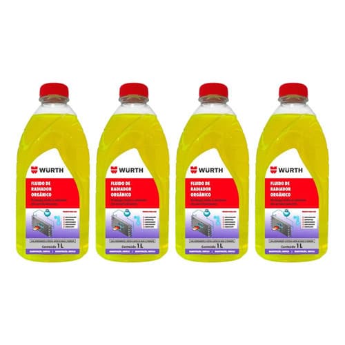 4 Fluido Radiador Orgânico Pronto Para Uso 1l Amarelo Wurth