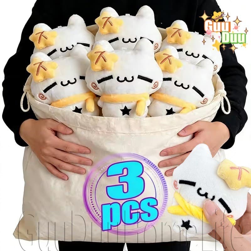 [GUUDUU] Chaveiros De Gato De Pelúcia De Folha De Bordo De 1-3 Unidades Com Lenço-Ornamento Pendurado De Bolsas-Presente