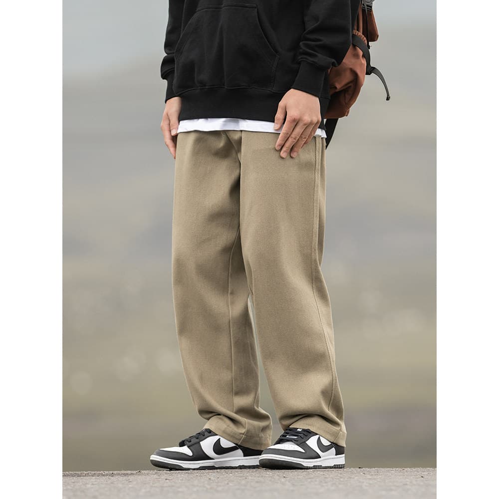 High street em linha reta calças de algodão puro street Wear calças soltas primavera montanha série Retro calças casuais
