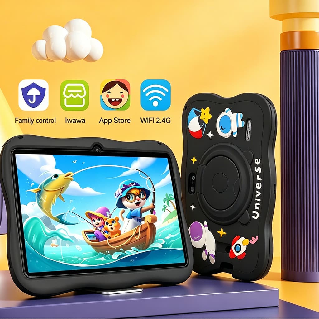 Tablet Educativo Infantil 7" Tela IPS Android WiFi Bluetooth 128GB Aventura Suporte Smart com Capa