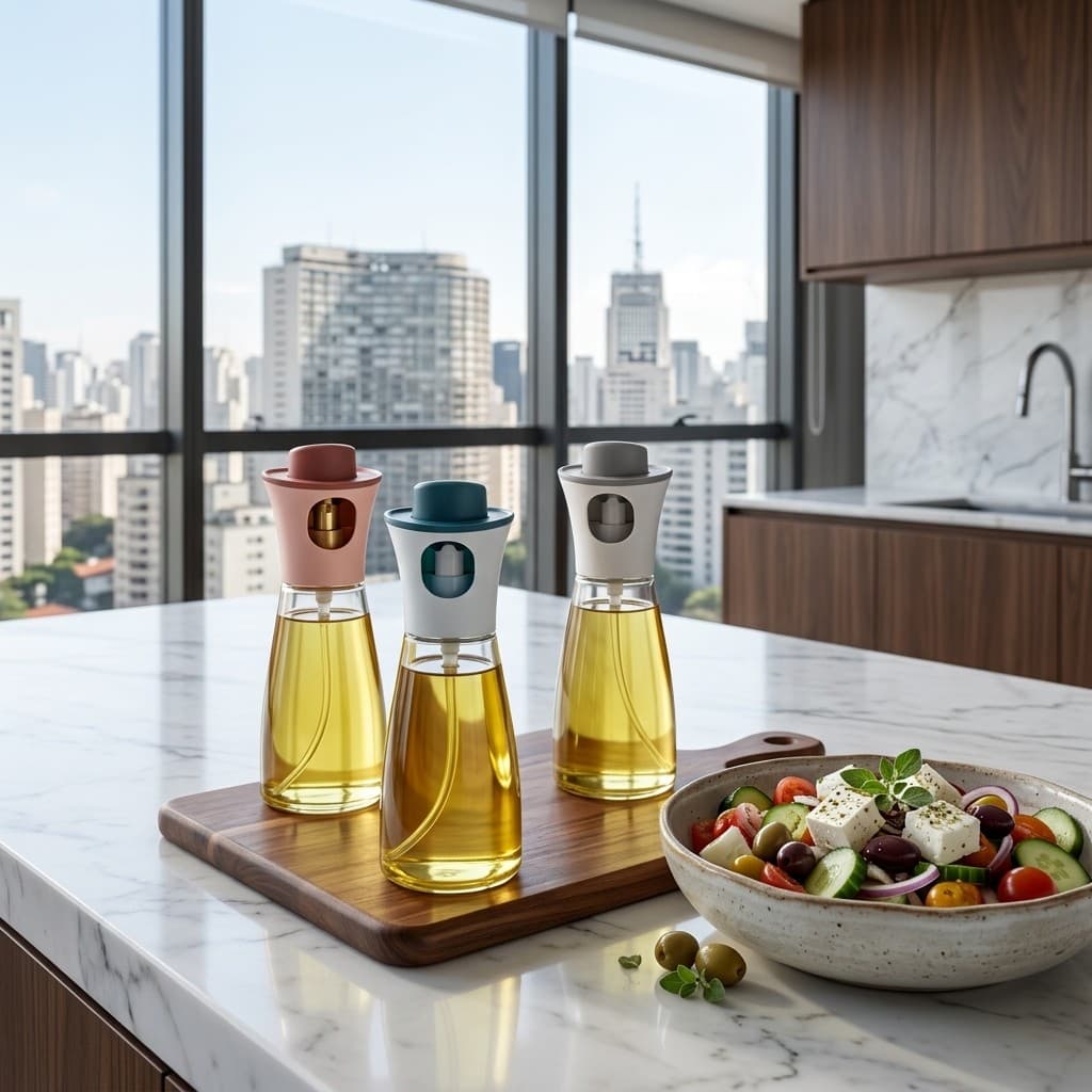 Spray Pulverizador Vidro Inox Borrifador Azeite De Cozinha Galheteiro Óleo Vinagre Garrafa Dosadora Prática Airfryer