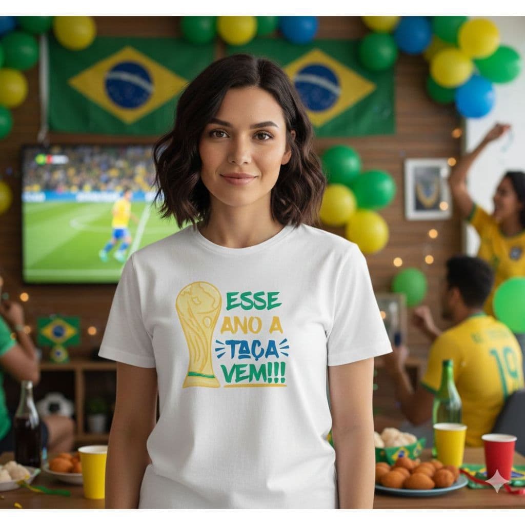 Camiseta Feminina Básica Copa do Mundo – Esse Ano a Taça Vem 100% Algodão