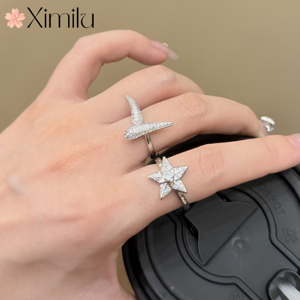 ⭐ Clássico Original estrela High-End Design nicho temperamento anel feminino novo estilo na moda requintado All-Match jó