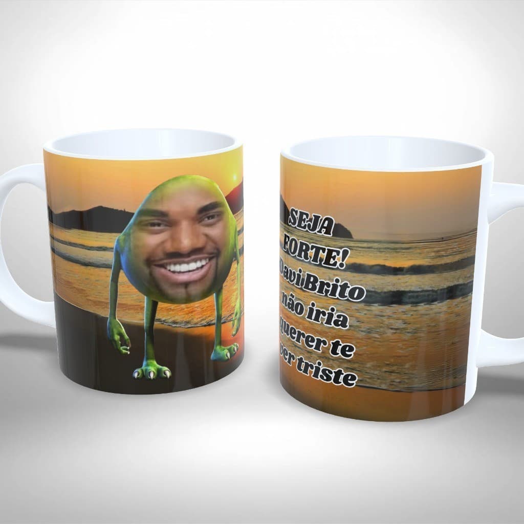 Caneca Personalizada Meme Davi Brito Não Fique Triste Presente Único e Criativo