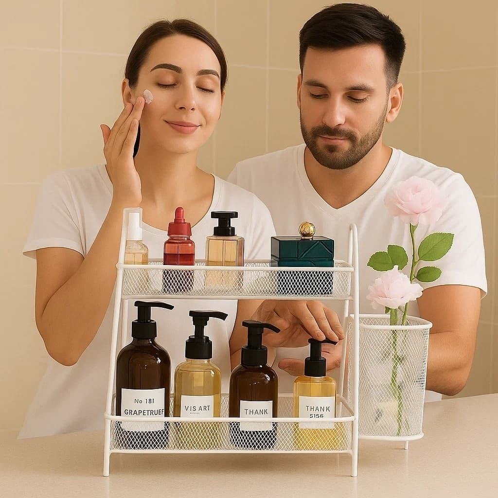 Organizador Multiuso 2 Andares cesto bancada prateleiras metal Aramado Branco ou preto cozinha