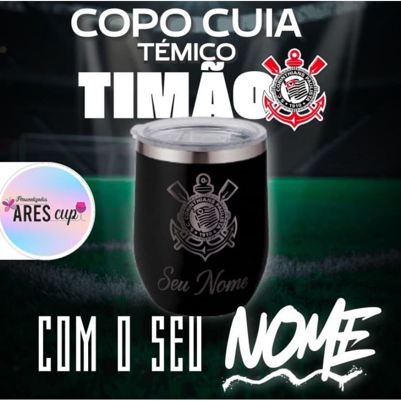 Copo Térmico 360ml Cuia Corinthians Com Seu Nome Aço Inox
