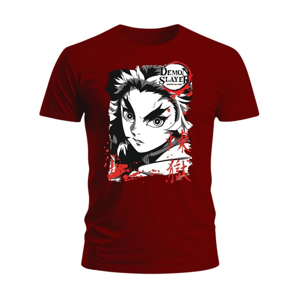 Camiseta Kyojuro Rengoku Anime Demon Slayer Kimetsu no Yaiba Camisa Unissex De Algodão