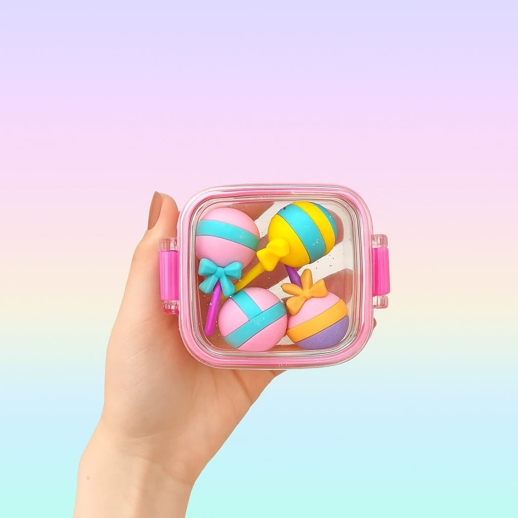 Mini Marmitinhas de Borracha Escolar Divertida | Papelaria Fofa Kawaii Infantil e Coleção