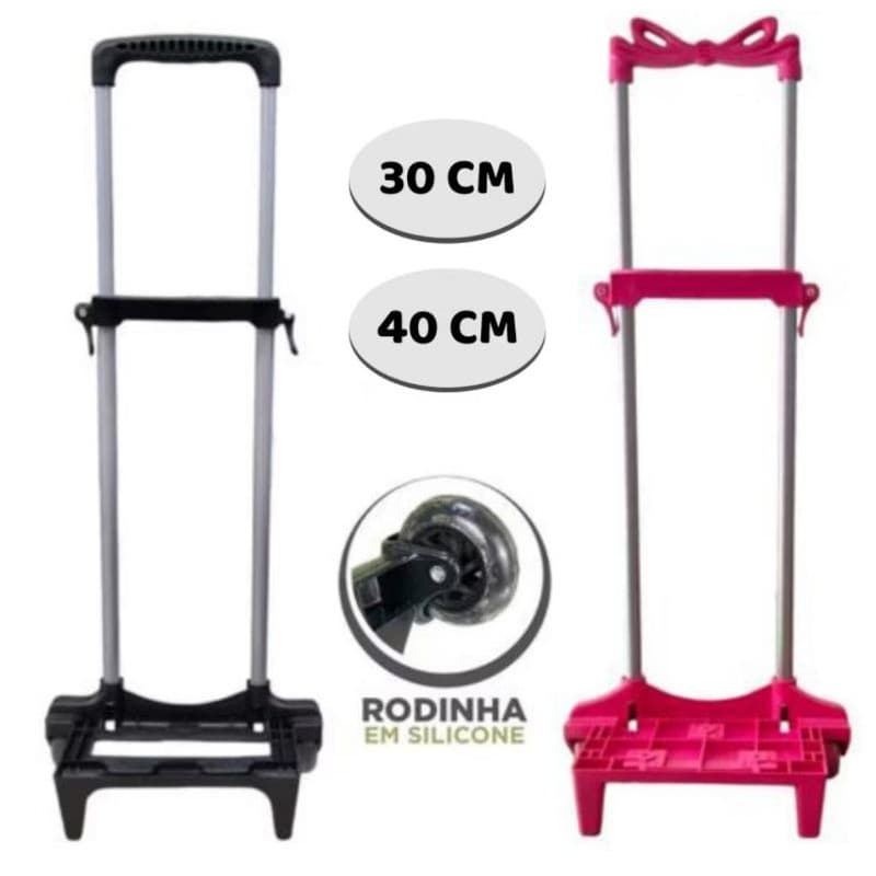 Carrinho Mochila Escolar Tamanho Infantil Rodinha Silicone 30 e 40cm