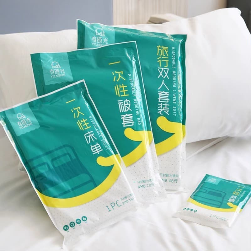 Conjunto descartável de quatro peças, toalha, lençol, Hotel, viagem de negócios dupla, capa de edredom, toalha de banho,