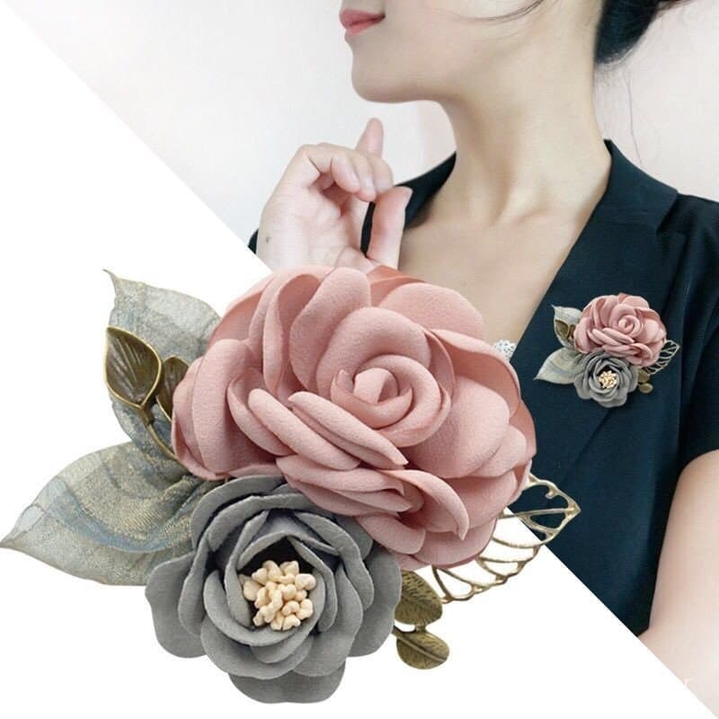Broche de flor de tecido coreano, corsage, alfinete profissional para xale, alfinete elegante para suéter e casaco, aces