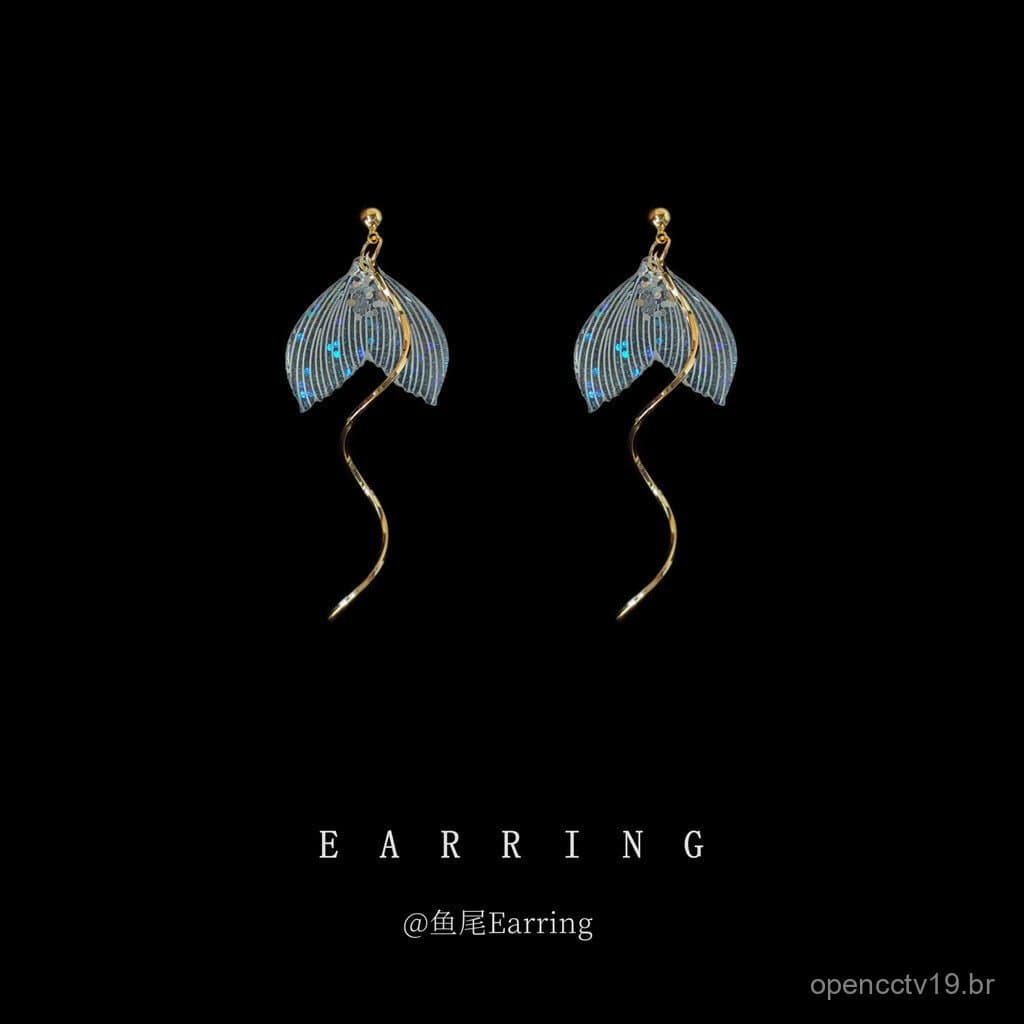 [Fish Dreamland] Brincos de agulha banhados a prata 14K com design simples, criativo e artístico para mulheres, adequado