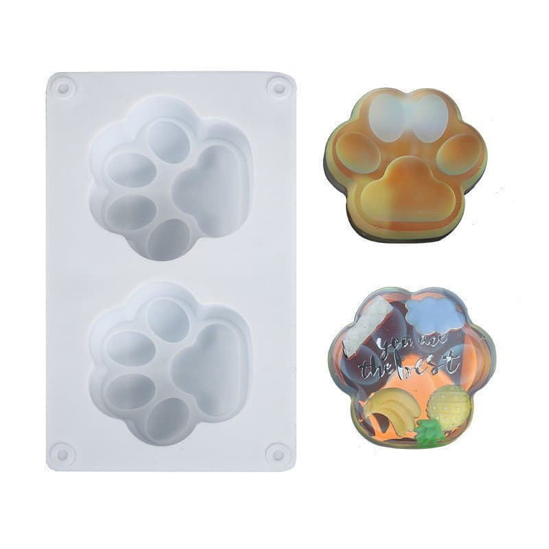 Apresentamos com Orgulho o Molde de Silicone para Confeitaria DIY: Molde de Silicone em Forma de Pata de Gato de 2 Peças