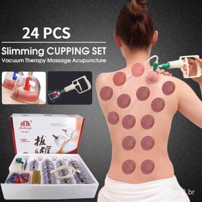 24 conjuntos de conjuntos de ventosas a vácuo massageador de de ventosas chinês Conjunto de acupuntura fisioter