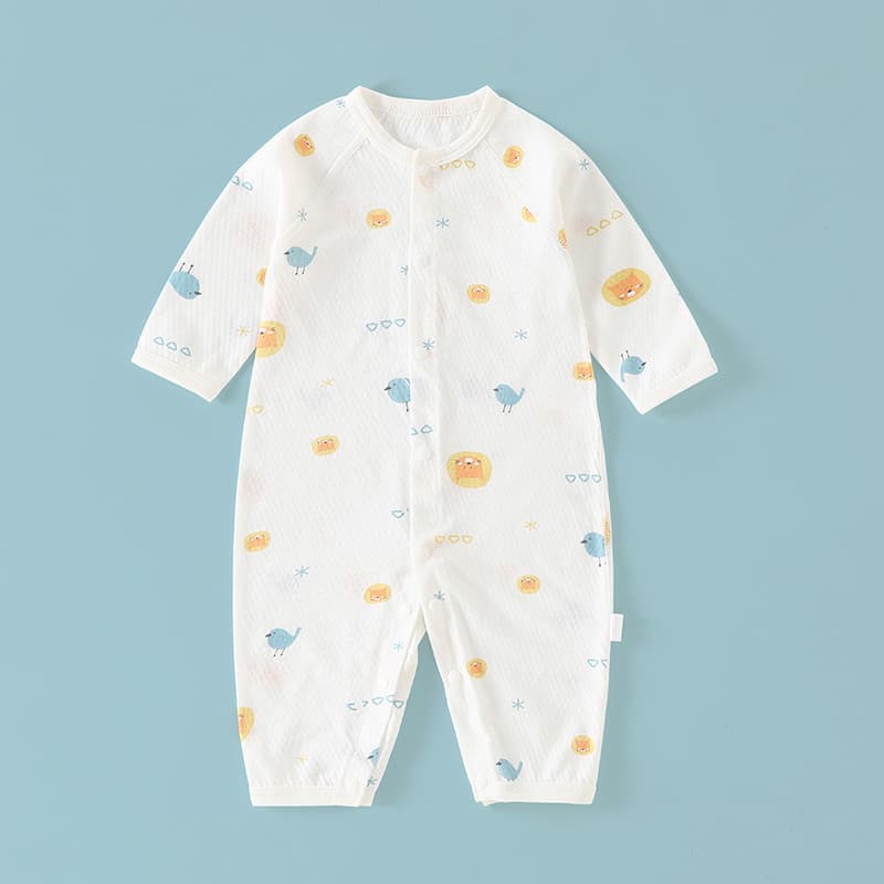 Macacão de verão de manga comprida macacão de bebê roupas de ar condicionado estilo fino roupas de casa masculino femini
