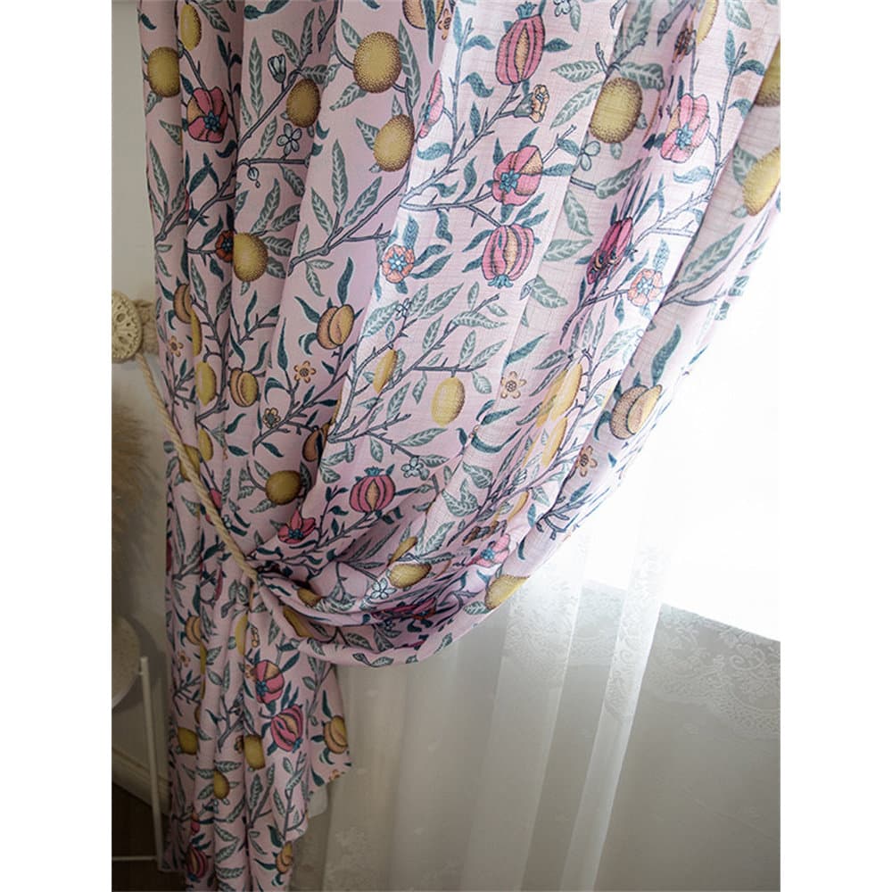 Americano Retro luz francesa luxo rosa limão Blackout cortina sala de estar quarto Bay janela varanda transparente corti