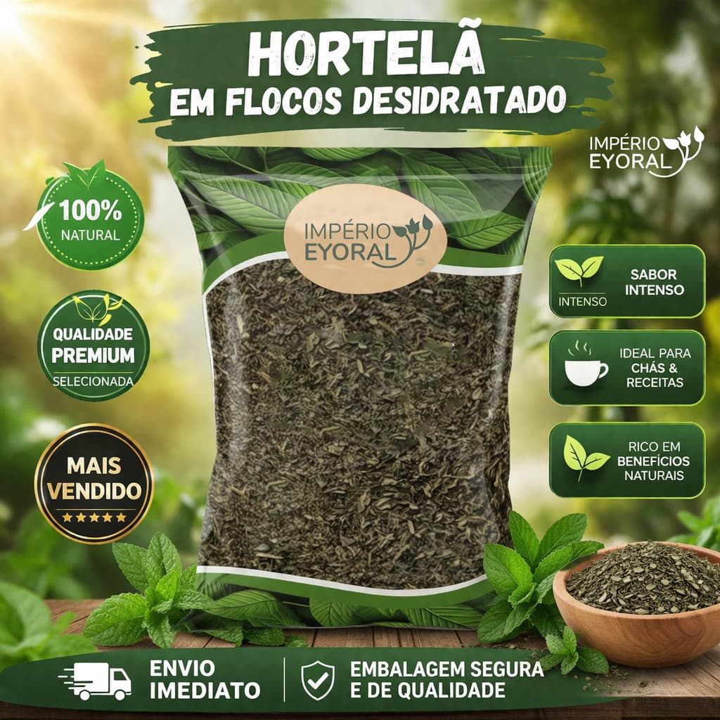 Folha de Hortelã EM FLOCOS DESIDRATADA PREMIUM 100g/500g/1kg - Safra Nova