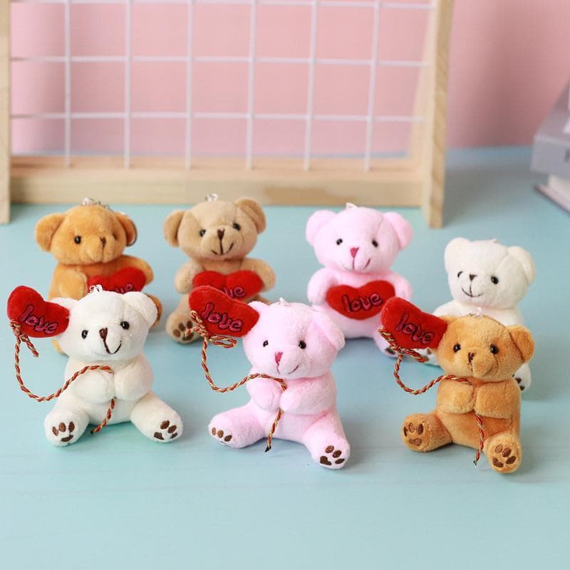 Bonito abraço coração urso brinquedo de pelúcia boneca criativo sentado urso de pelúcia boneca menina saco chaveiro ping