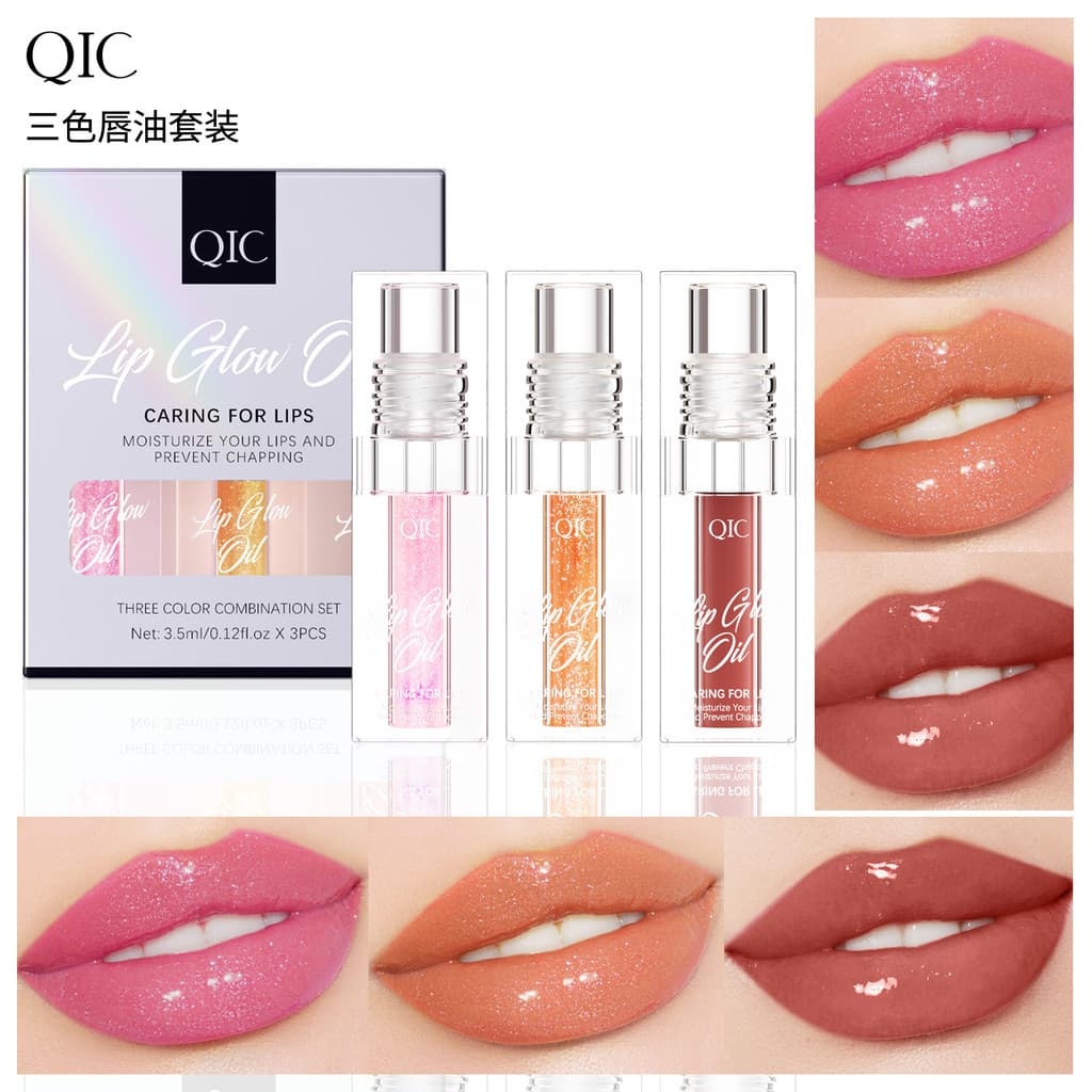 QIC óleo labial hidratante hidratante mudança de cor óleo labial mudança de cor conjunto de brilho labial