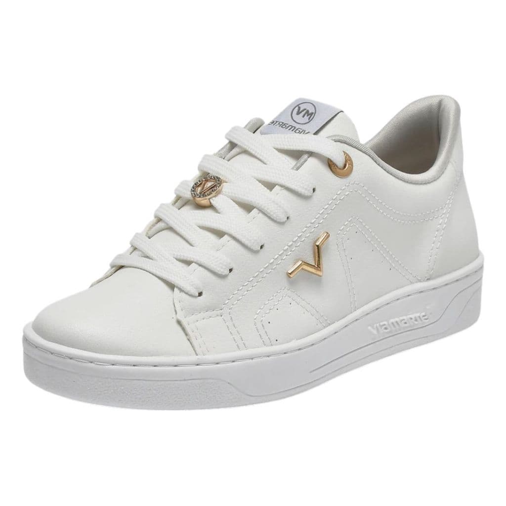 Tenis Feminino Detalhe Metalizado Conforto Casual Via Marte