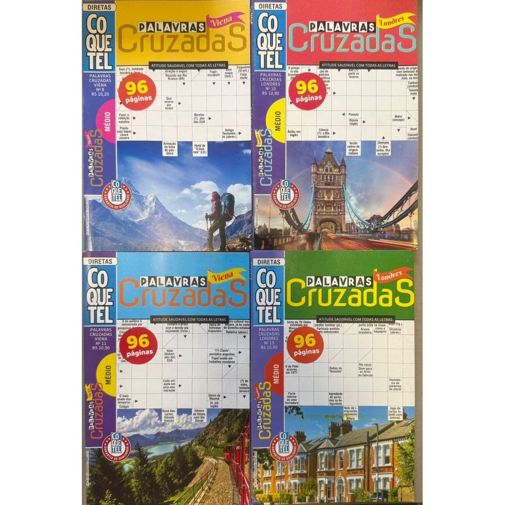 Kit 04 Palavras Cruzadas Coquetel  Londres e Viena - Nível Médio