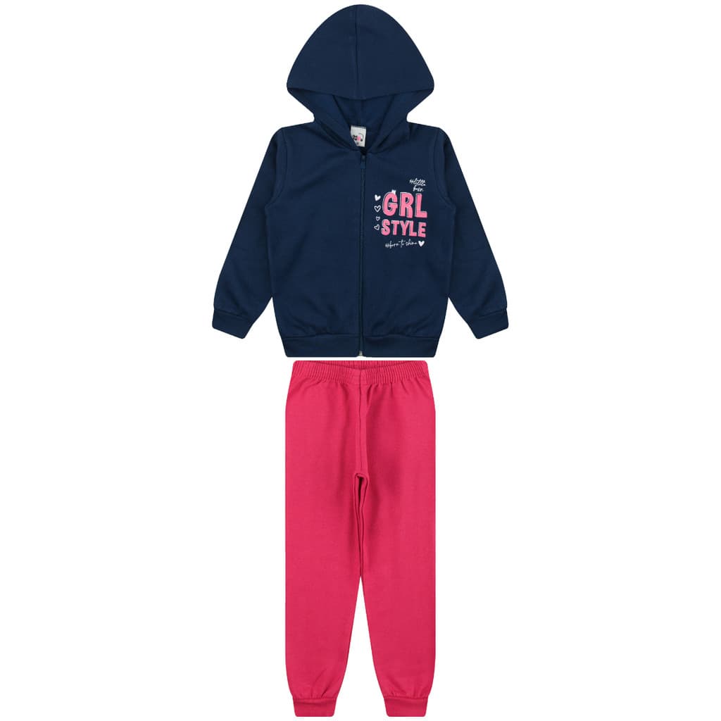 Conjunto Infantil Feminino Jaqueta Ziper GRL Style
