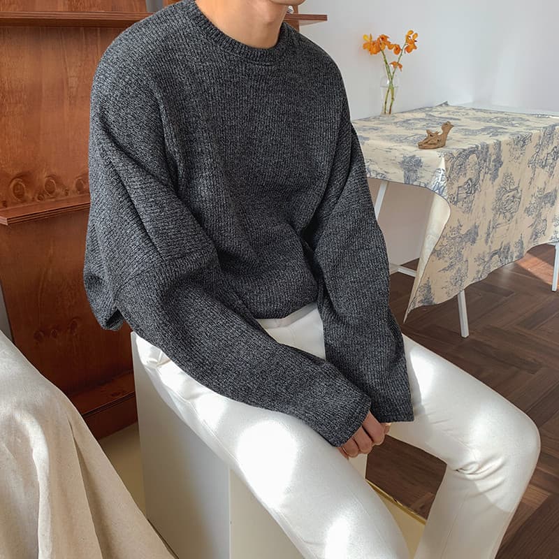 MRCYC outono inverno em torno do pescoço camisola masculina solta All-Match quente malhas estilo coreano na moda pulôver