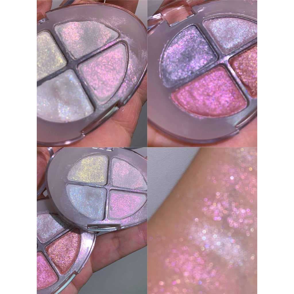 Camaleão arco-íris quatro cores alto brilho paleta de sombras roxo azul polarizado fino piscando perolado rosto olho bri