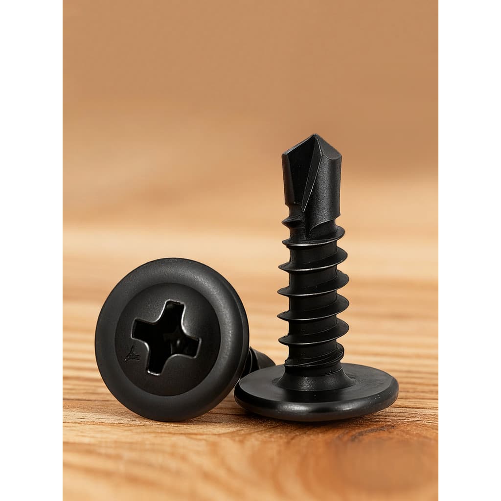 M4.2 M4.8 preto 410 aço inoxidável Phillips grande cabeça plana broca cauda auto-roscante parafuso arruela cauda de ando