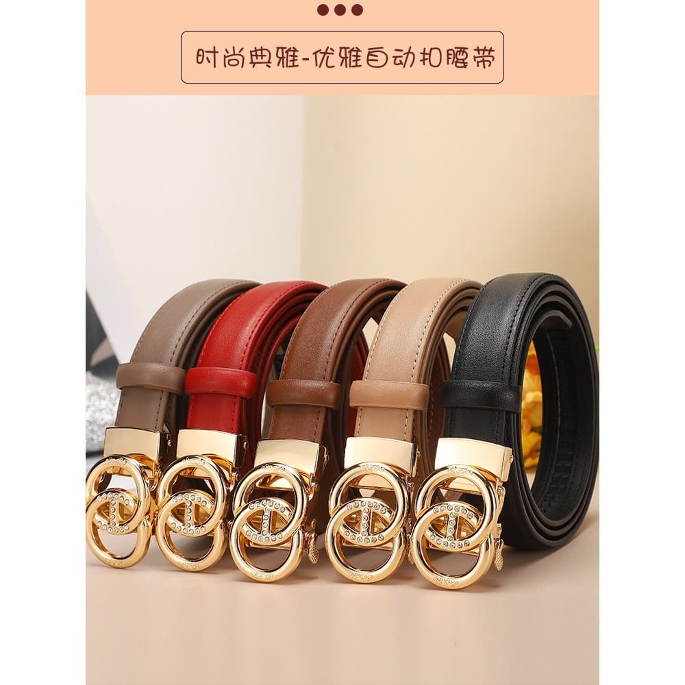 Senhoras cinto simples All-Match couro genuíno decorativo cinto feminino versão coreana moda fivela automática novo esti